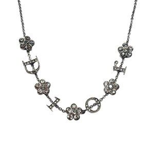Christian Dior Crystal Necklace in Gunmetal Finish